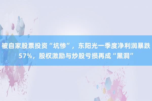 被自家股票投资“坑惨”，东阳光一季度净利润暴跌57%，股权激励与炒股亏损再成“黑洞”