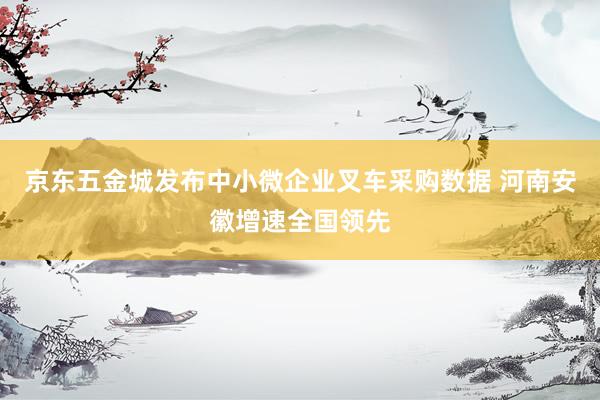 京东五金城发布中小微企业叉车采购数据 河南安徽增速全国领先
