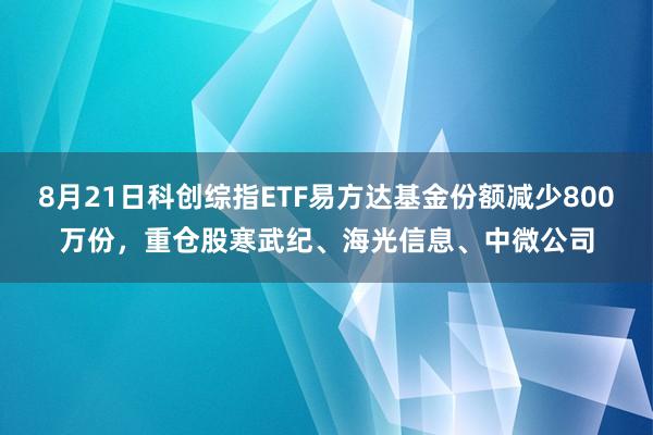 8月21日科创综指ETF易方达基金份额减少800万份,重仓股寒武纪、海光信息、中微公司