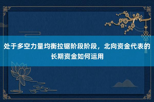 处于多空力量均衡拉锯阶段阶段，北向资金代表的长期资金如何运用