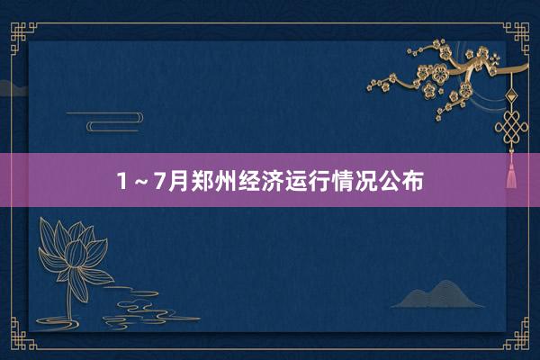 1～7月郑州经济运行情况公布