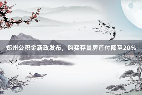 郑州公积金新政发布，购买存量房首付降至20％