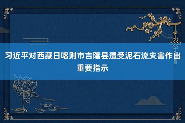 习近平对西藏日喀则市吉隆县遭受泥石流灾害作出重要指示