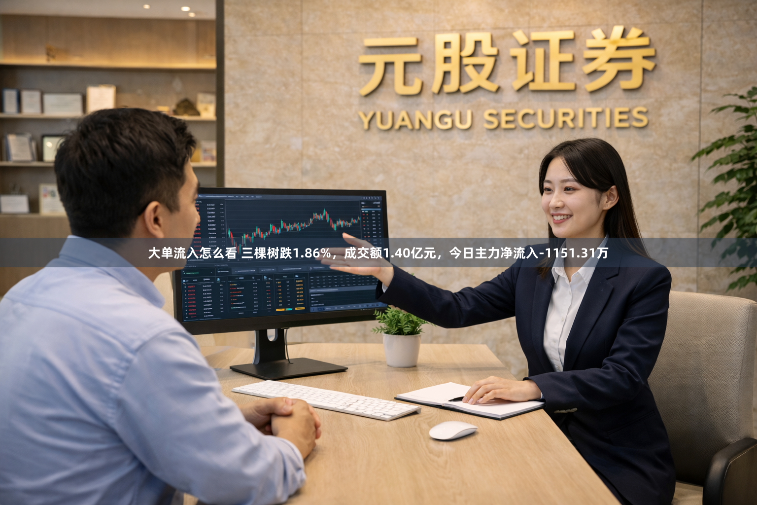 大单流入怎么看 三棵树跌1.86%，成交额1.40亿元，今日主力净流入-1151.31万