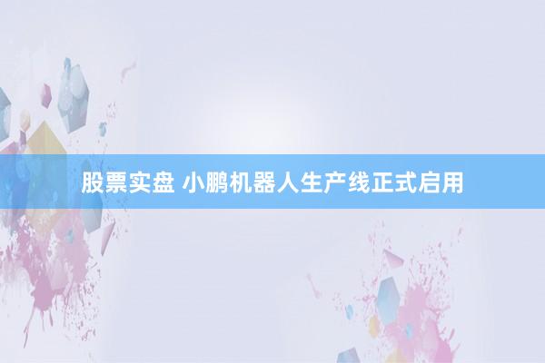 股票实盘 小鹏机器人生产线正式启用