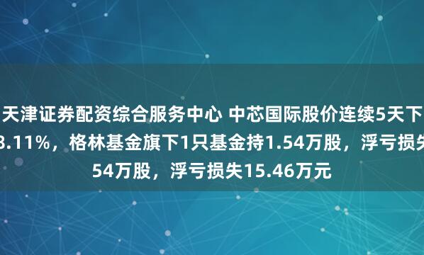 天津证券配资综合服务中心 中芯国际股价连续5天下跌累计跌幅8.11%，格林基金旗下1只基金持1.54万股，浮亏损失15.46万元