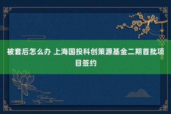 被套后怎么办 上海国投科创策源基金二期首批项目签约